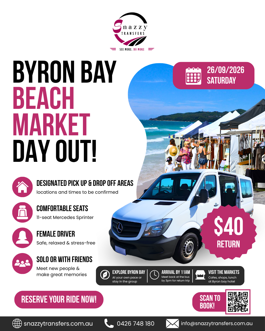 Snazzy Transfers Byron Bay Beach Markets day trip